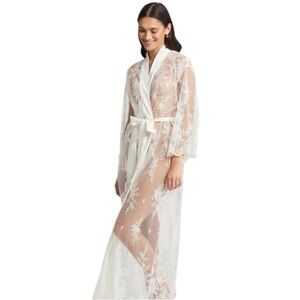 NWT Rya Collection Darling Robe Women’s MEDIUM / LARGE Lace Mesh Ivory Bridal